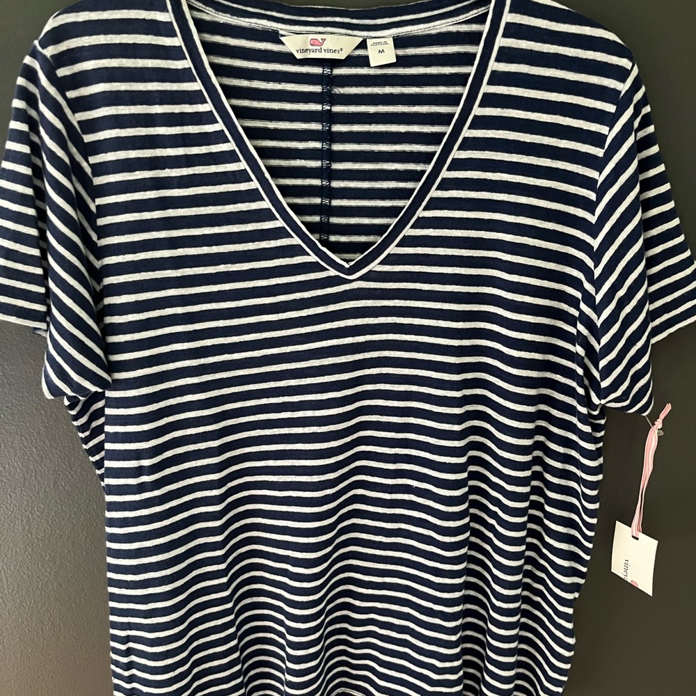 Vineyard Vines Navy Linen Short Sleeve Tee